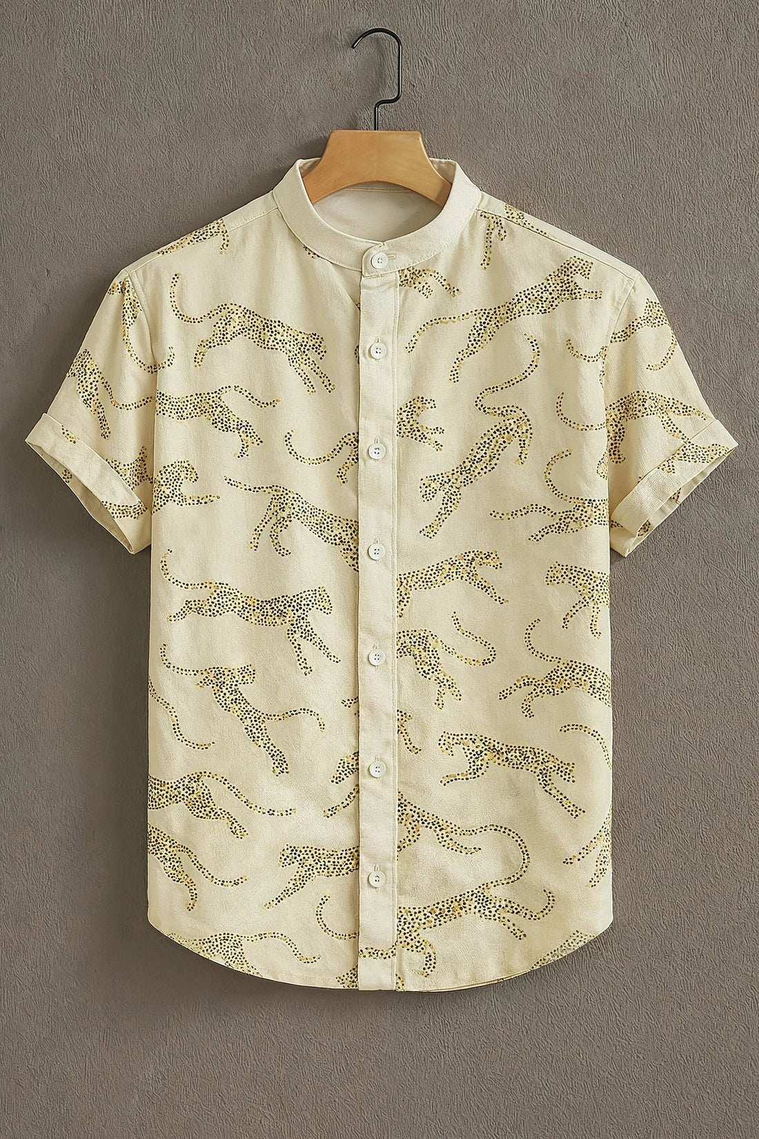 Beige Casual Shirt with Leopard Outline Print