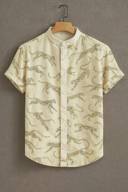 Beige Casual Shirt with Leopard Outline Print