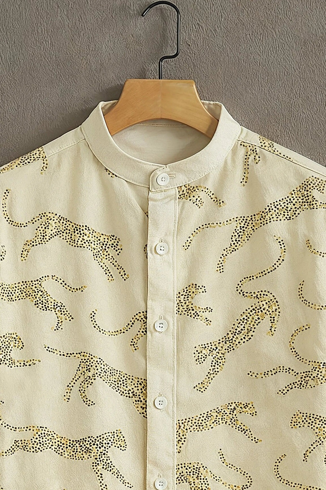 Beige Casual Shirt with Leopard Outline Print