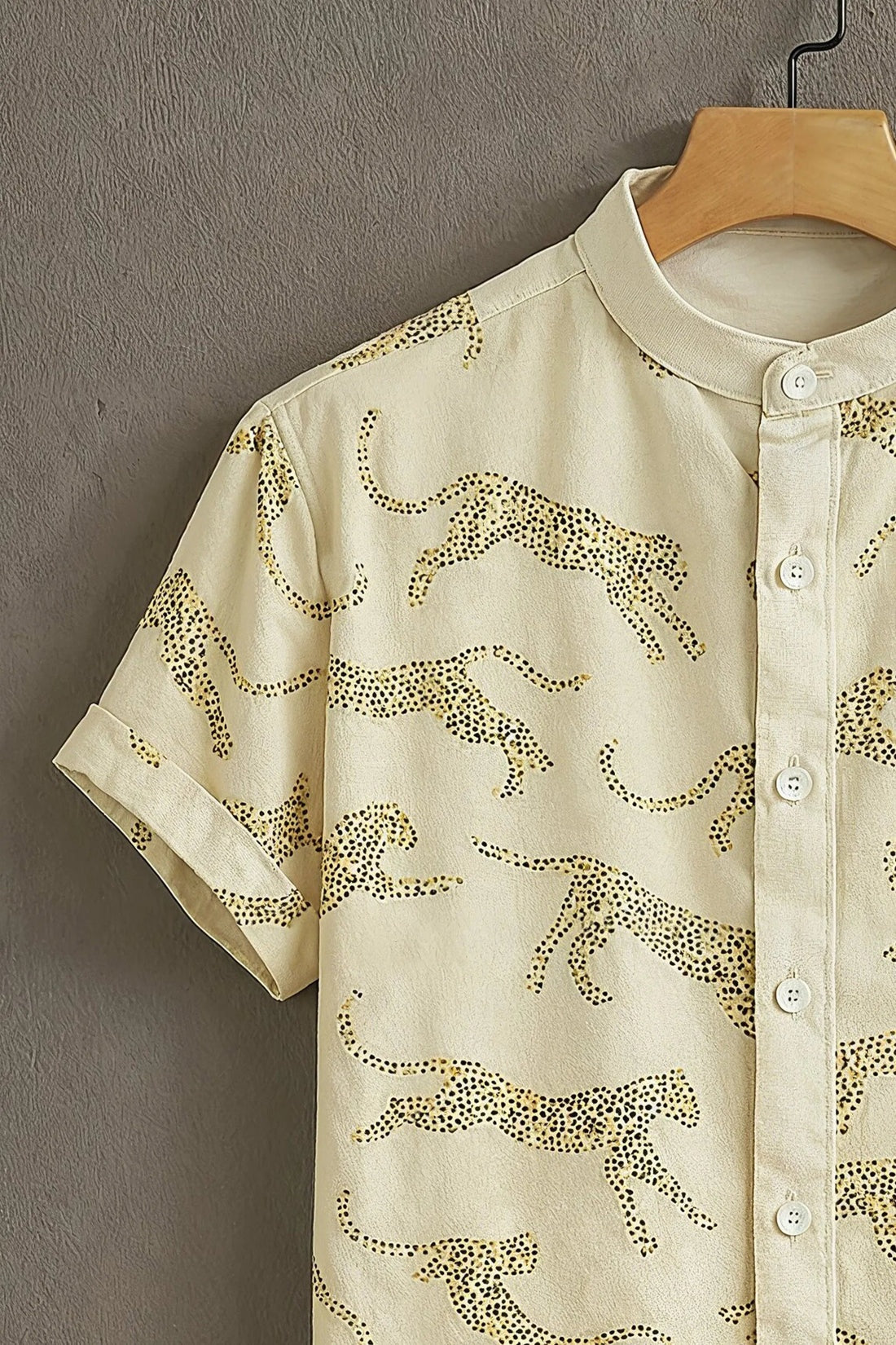 Beige Casual Shirt with Leopard Outline Print