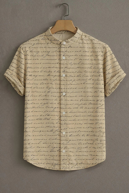 Beige Casual Shirt with Script Print