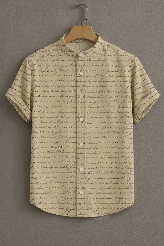 Beige Casual Shirt with Script Print