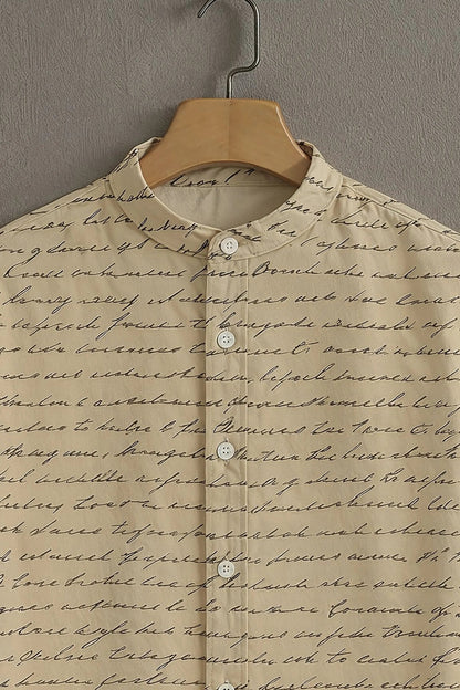 Beige Casual Shirt with Script Print