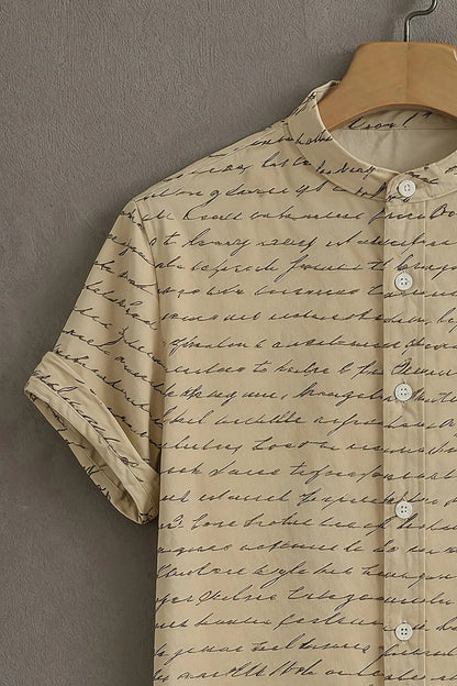 Beige Casual Shirt with Script Print