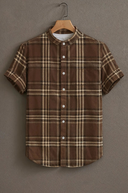 Brown Casual Shirt with Classic Check Print
