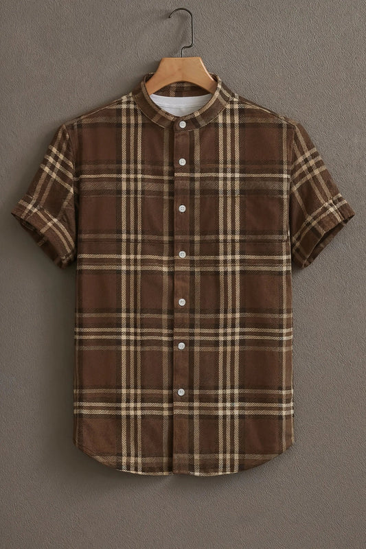 Brown Casual Shirt with Classic Check Print